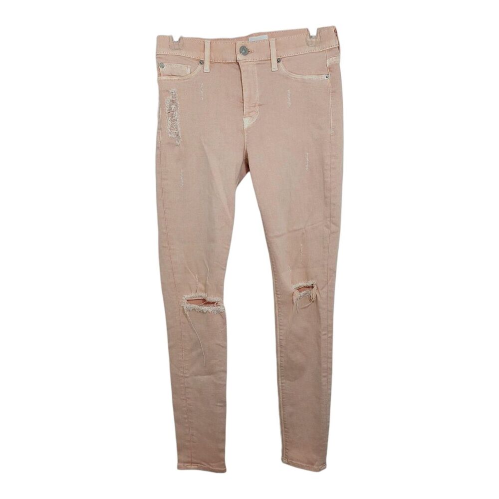 Hudson Women's Size 28 Jeans Nico Light Pink Super Skinny Distressed Midrise